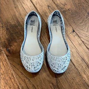 Mel girls silver slip ons, never worn!!  Beautiful